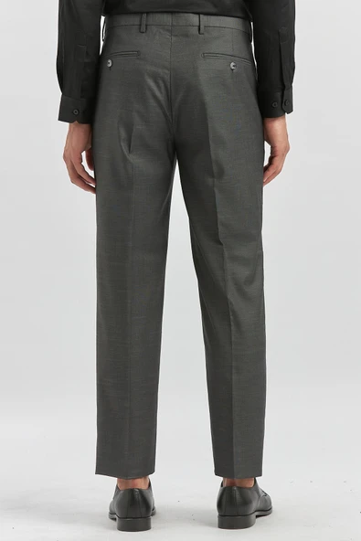 Koyu Antrasit Esnek Yandan Cepli Comfort Fit Classic Pantolon 1003240163 - Resim 6