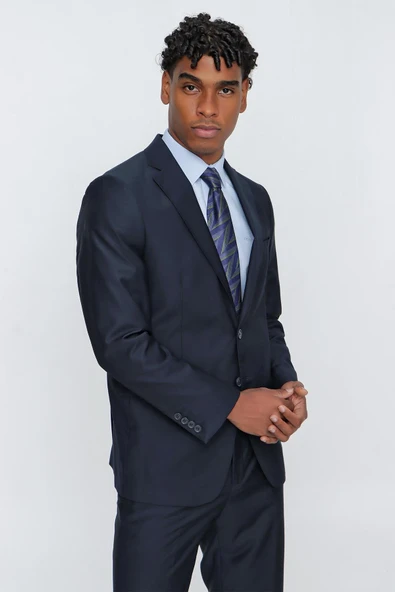 Lacivert Gabardin Mono Yaka 4 Drop Comfort Fit Rahat Kesim Basic Takım Elbise 1001245009 ürün görseli