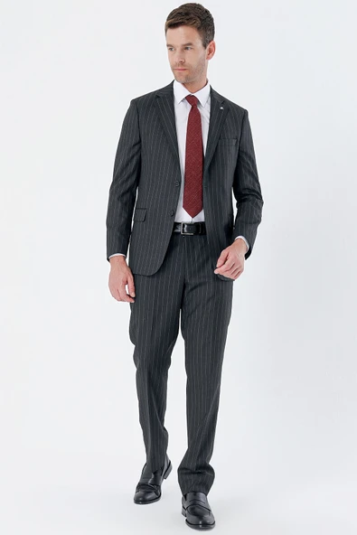 Lacivert Mono Yaka Astarlı Yelekli 6 Drop Slim Fit Dar Kesim Basic Takım Elbise 1001235186 - Resim 2