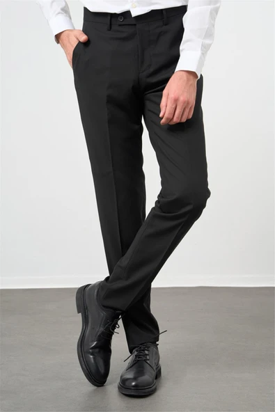 Siyah Esnek Yandan Cepli Comfort Fit Classic Pantolon 1003240914 - Resim 3