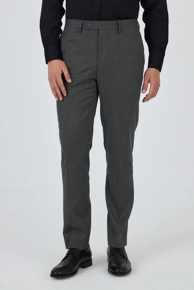 Füme Esnek Yandan Cepli Comfort Fit Classic Pantolon 1003250155 - Resim 3