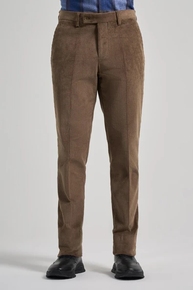 Koyu Bej Pamuklu Yandan Cepli Comfort Fit Kadife Pantolon 1003245160 ürün görseli