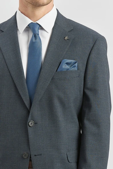 Koyu Lacivert Kendinden Mono Yaka 2 Düğme 4 Drop Comfort Fit Classic Takım Elbise 1001240182 - Resim 2