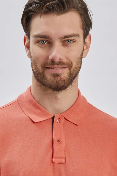 Pembe Pike Polo Yaka Garnili Pamuklu Likralı Casual Slim Fit Dar Kesim Tişört 1011240156 - Resim 6