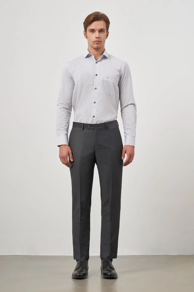 Koyu Antrasit Yandan Cepli Slim Fit Classic Pantolon 1003245152 - Resim 2