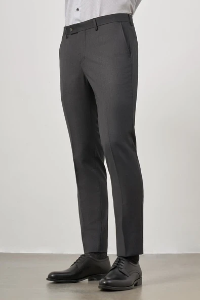 Koyu Antrasit Yandan Cepli Slim Fit Classic Pantolon 1003245152 - Resim 4