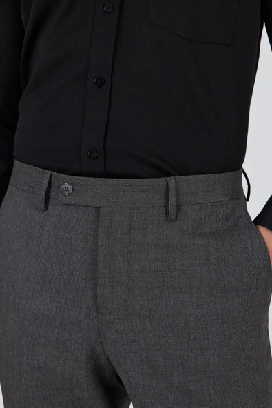 Füme Esnek Yandan Cepli Comfort Fit Classic Pantolon 1003250155 - Resim 4