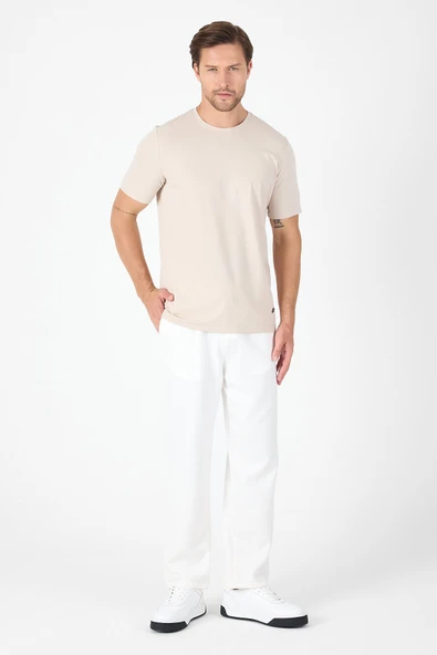 Fındık Kısa Kol Bisiklet Yaka Cepsiz Pamuklu Casual Slim Fit Tişört 1011250165 - Resim 2