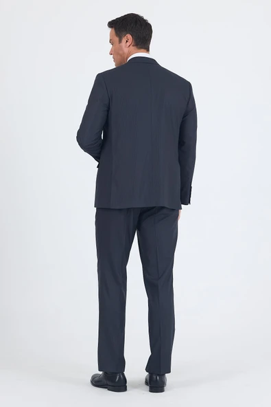 Koyu Antrasit Mono Yaka Bez Ayağı Tam Astar Pamuklu 4 Drop Comfort Fit Classic Takım Elbise 1001250178 - Resim 5