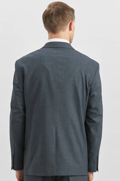 Koyu Lacivert Kendinden Mono Yaka 2 Düğme 4 Drop Comfort Fit Classic Takım Elbise 1001240182 - Resim 6