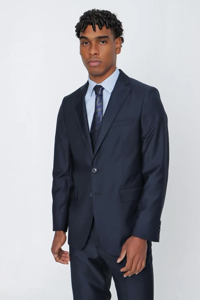 Lacivert Gabardin Mono Yaka 4 Drop Comfort Fit Rahat Kesim Basic Takım Elbise 1001240009 ürün görseli