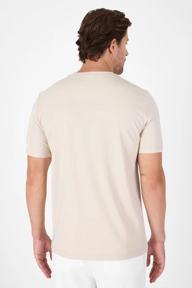 Fındık Kısa Kol Bisiklet Yaka Cepsiz Pamuklu Casual Slim Fit Tişört 1011250165 - Resim 3