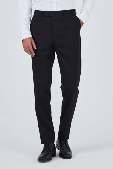 Siyah Yan Cep Açık Paça Comfort Fit Esnek Classic Pantolon 1003250907 - Resim 2
