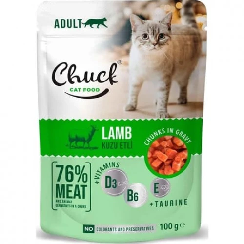 Chuck Kedi Yaş Maması Kuzu Etli 100 Gr ürün görseli