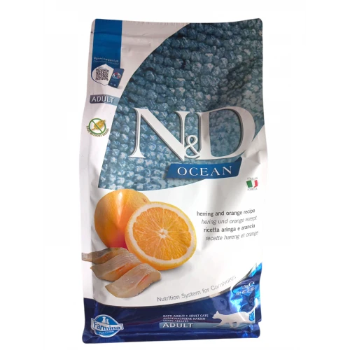 N&D Ocean 1.5 Kg Tahılsız Ringa Balıklı Portakallı Yetişkin Kedi Maması ürün görseli
