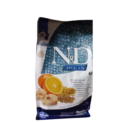 N&D Ocean 1.5 Kg Düşük Tahıllı Morina Balıklı Portakallı Yetişkin Kedi Maması ürün görseli