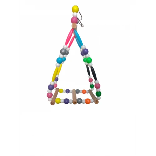 Ahşap Boncuklu Üçgen Kuş Salıncağı ürün görseli