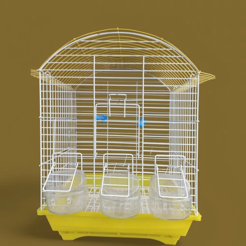 Üç Yemlikli Renkli Tabanlı  Kuş Kafesi  Izgaralı Çekmeceli ürün görseli
