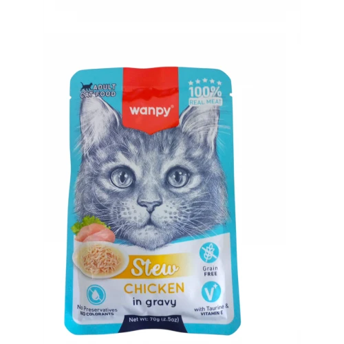 Wanpy Stew Sos İçinde Tavuklu Yetişkin Kedi Konservesi 70Gr ürün görseli