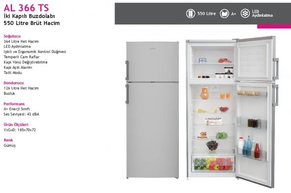 Altus AL 366 BSE Çift Kapılı Buzdolabı - 3