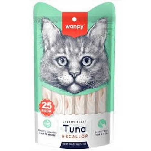 Wanpy Ton Balıklı Ve Deniz Taraklı Sıvı Kedi Ödülü 25x14 gr. ürün görseli