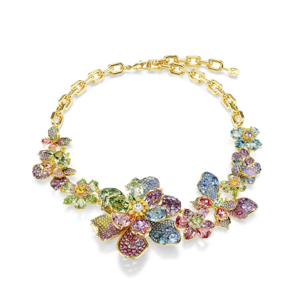 5717157 Swarovski Kolye Idyllia necklace, Mixed cuts, Pave, Flower, Multicolored, Gold-tone plated ürün görseli