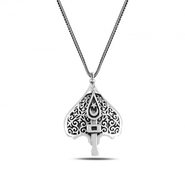 Ayyıldız Osmanlı Savaş Kalkan Modeli 60 cm 925 Gümüş Kolye ürün görseli