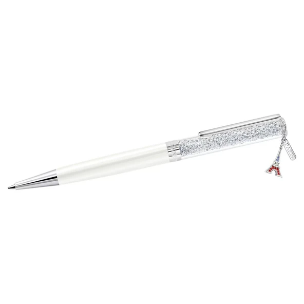 Swarovski Kalem Crystalline ballpoint pen, Eiffel tower, White, Chrome plated - 1