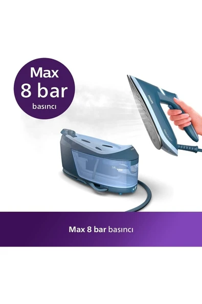 Philips Essential Series Percare 2400 W, 8 Bar Buhar Kazanlı Ütü, Barut Grisi - 2