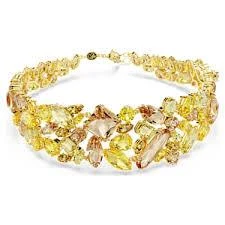 5708713 Gema Choker, Mixed Cuts, Yellow, Gold-Tone Plated - 1