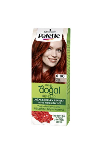 Palette ( 2 ADET ) Palette Kalıcı Doğal Renkler Saç Boyası 6-88 Ateş Kızılı - 1