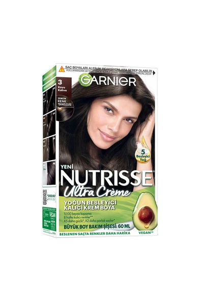 Garnier Nutrisse Yoğun Besleyici Kalıcı Krem Saç Boyası - 3 Koyu Kahve - 160 ml - 1