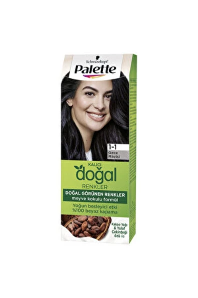Palette ( 2 ADET ) Palette Kalıcı Doğal Renkler Saç Boyası 1-1 Gece Mavisi - 1
