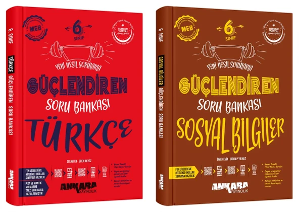 Ankara 2025 6. Sınıf Türkçe + Sosyal Bilgiler Güçlendiren Soru Bankası Seti 2 Kitap Güncel Müfredat ürün görseli