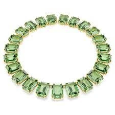 5714396 Millenia Tennis Necklace, Oversized Crystals, Octagon Cut, Green, Gold-Tone Plated - 1