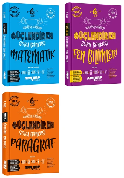 Ankara 2025 6. Sınıf Matematik + Fen Bilimleri + Paragraf Güçlendiren Soru Bankası Seti 3 Kitap Güncel Müfredat ürün görseli