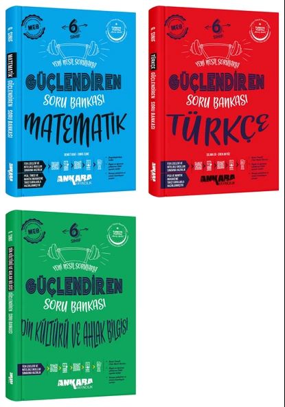 Ankara 2025 6. Sınıf Matematik + Türkçe + Din Kültürü Güçlendiren Soru Bankası Seti 3 Kitap Güncel Müfredat ürün görseli