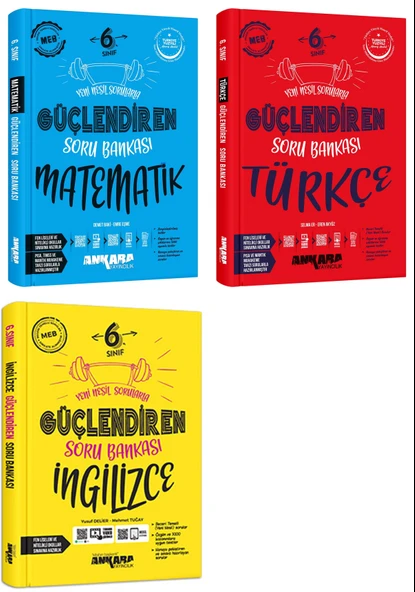 Ankara 2025 6. Sınıf Matematik + Türkçe + İngilizce Güçlendiren Soru Bankası Seti 3 Kitap Güncel Müfredat