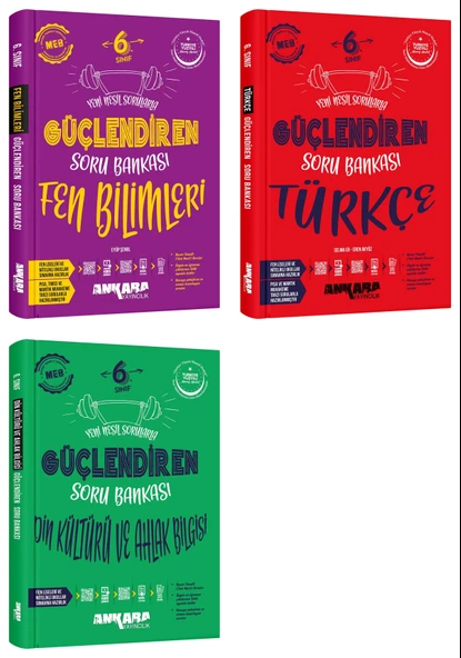 Ankara 2025 6. Sınıf Fen Bilimleri + Türkçe + Din Kültürü Güçlendiren Soru Bankası Seti 3 Kitap Güncel Müfredat ürün görseli