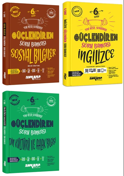 Ankara 2025 6. Sınıf Sosyal + İngilizce + Din Kültürü Güçlendiren Soru Bankası Seti 3 Kitap Güncel Müfredat ürün görseli
