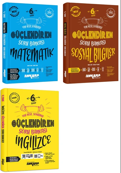 Ankara 2025 6. Sınıf Matematik + Sosyal Bilgiler + İngilizce Güçlendiren Soru Bankası Seti 3 Kitap Güncel Müfredat ürün görseli