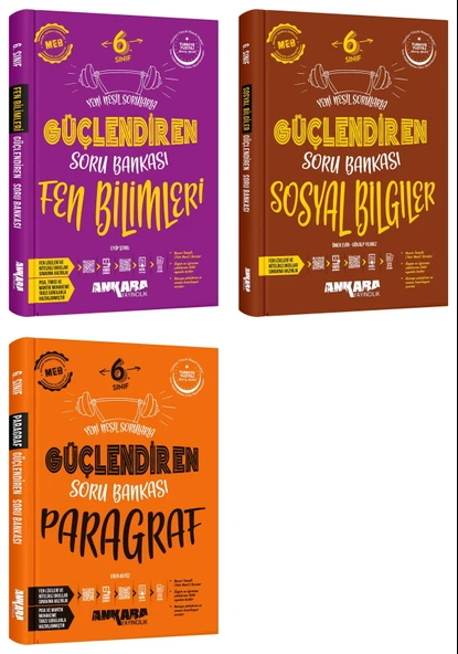Ankara 2025 6. Sınıf Fen Bilimleri + Sosyal Bilgiler + Paragraf Güçlendiren Soru Bankası Seti 3 Kitap Güncel Müfredat ürün görseli