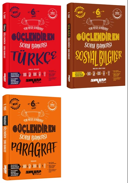 Ankara 2025 6. Sınıf Türkçe + Sosyal Bilgiler + Paragraf Güçlendiren Soru Bankası Seti 3 Kitap Güncel Müfredat ürün görseli