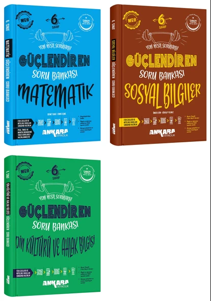 Ankara 2025 6. Sınıf Matematik + Sosyal Bilgiler + Din Kültürü Güçlendiren Soru Bankası Seti 3 Kitap Güncel Müfredat ürün görseli