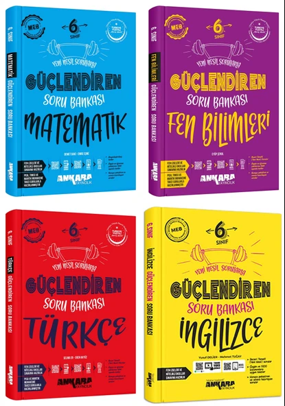 Ankara 2025 6. Sınıf Matematik + Fen Bilgisi + Türkçe + İngilizce Güçlendiren Soru Seti 4 Kitap Güncel Müfredat ürün görseli