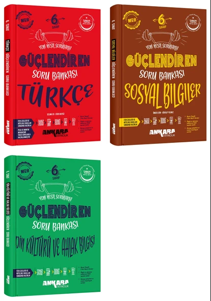 Ankara 2025 6. Sınıf Türkçe + Sosyal Bilgiler + Din Kültürü Güçlendiren Soru Bankası Seti 3 Kitap Güncel Müfredat ürün görseli