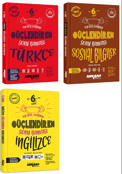 Ankara 2025 6. Sınıf Türkçe + Sosyal Bilgiler + İngilizce Güçlendiren Soru Bankası Seti 3 Kitap Güncel Müfredat ürün görseli
