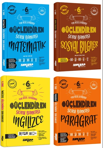 Ankara 2025 6. Sınıf Matematik + Sosyal + İngilizce + Paragraf Güçlendiren Soru Seti 4 Kitap Güncel Müfredat ürün görseli