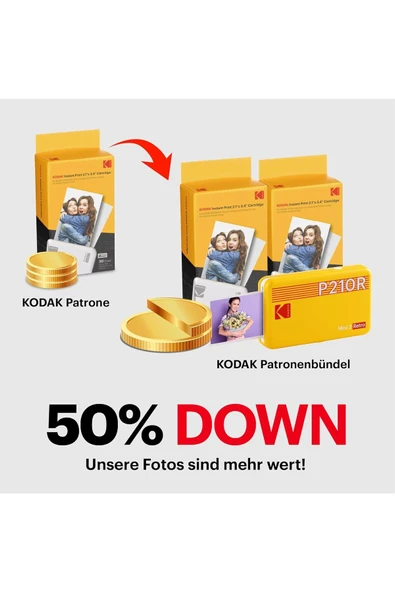 Kodak Mini 2 Retro Mobil Fotoğraf Yazıcısı (5,3x8,6cm) - Sarı - 3