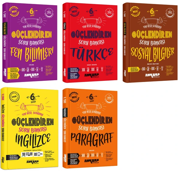 Ankara 2025 6. Sınıf Fen Bilimleri + Türkçe + Sosyal + İngilizce + Paragraf Güçlendiren Soru Seti 5 Kitap Güncel Müfredat ürün görseli